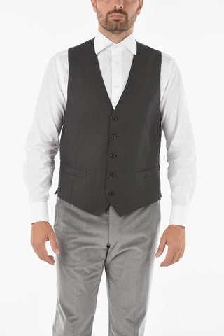 ROAD TO EXCELLENCE Virgin Wool ACADEMY Vest with 5-button Closure