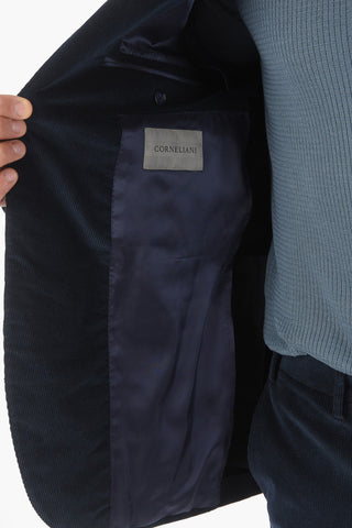 RIbbed Velour GATE Half-lined Suit with Notch Lapel