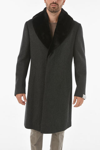 Cashmere Coat with Mink Fur Collar