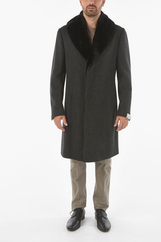 Cashmere Coat with Mink Fur Collar