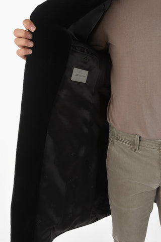 Three Button Coat with Mink Fur Collar