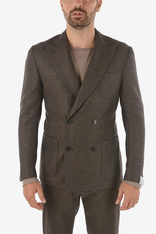 Virgin Wool GATE Double-breasted Blazer with Peak Lapel