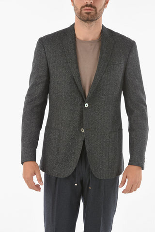 Virgin Wool Silk ACADEMY SOFT Blazer with Herringbone Pattern