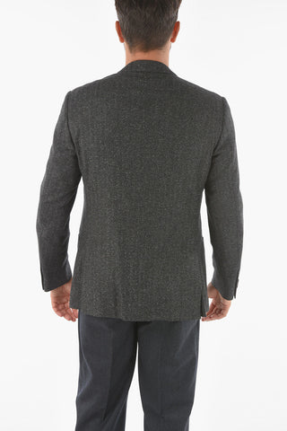Virgin Wool Silk ACADEMY SOFT Blazer with Herringbone Pattern
