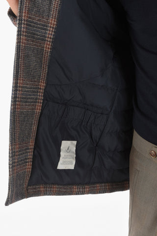 CC COLLECTION O.WEAR Down Quilted CALIPSO Short Coat with Glen Check Pattern