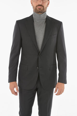 virgin wool side vents notch lapel 2-button suit