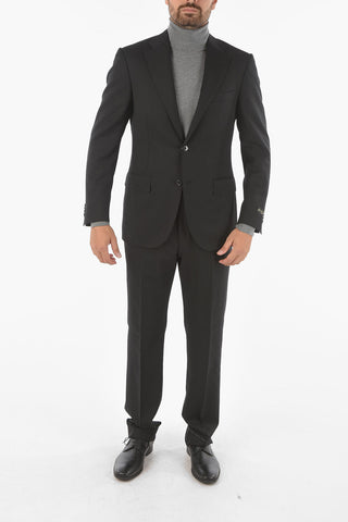 virgin wool side vents notch lapel 2-button suit
