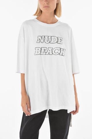 T-shirt asimmetrica con spacchi laterali