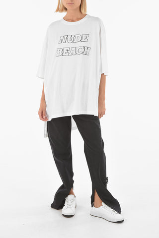 T-shirt asimmetrica con spacchi laterali