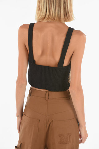 Top crop bicolore in maglia