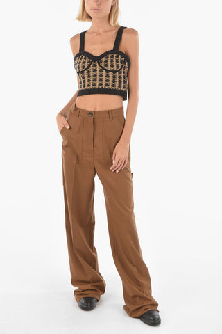 Top crop bicolore in maglia