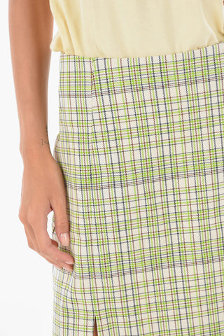 Checked Motif BELLE Skirt with Side Split Hem