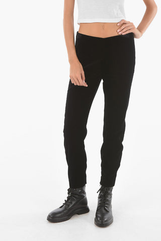 Pantaloni in Ciniglia con Zip Alle Caviglie