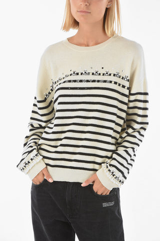 Virgin Wool Awning Striped Crew-neck Sweater