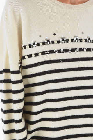 Virgin Wool Awning Striped Crew-neck Sweater