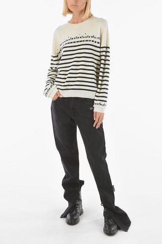 Virgin Wool Awning Striped Crew-neck Sweater