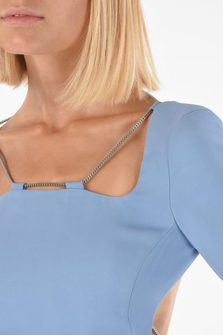 Open Back Mini Dress with Chain Details