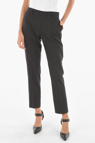 Virgin Wool Stretch 4 Pockets Cropped Pants