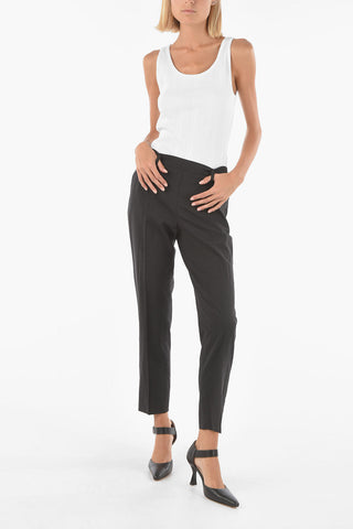 Virgin Wool Stretch 4 Pockets Cropped Pants