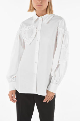 stretch cotton shirt decorated with ruffles