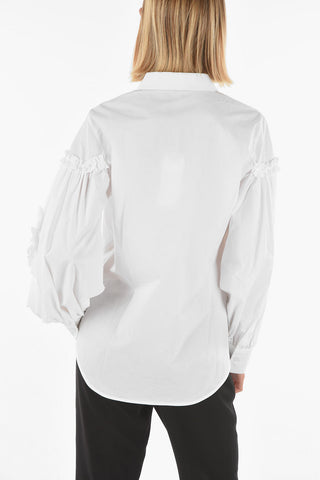stretch cotton shirt decorated with ruffles