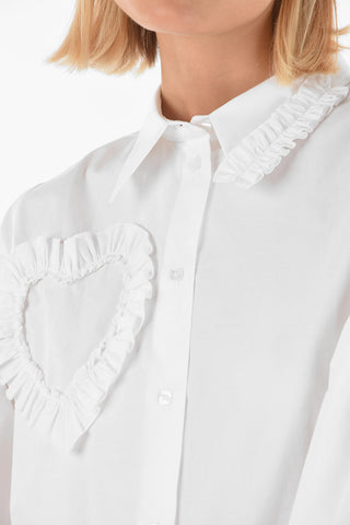stretch cotton shirt decorated with ruffles