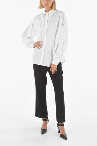 stretch cotton shirt decorated with ruffles