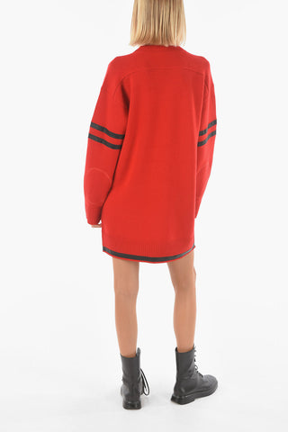 Mini Dress in Wool And Cashmere with Leather trimmings