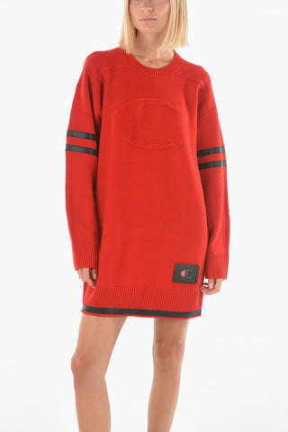 Mini Dress in Wool And Cashmere with Leather trimmings