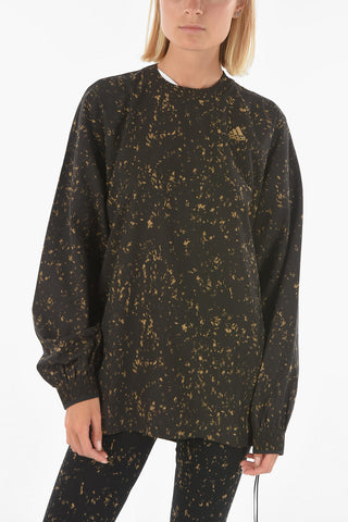HYKE Crew Neck Technical Fabric Sweatshirt with Side Zips