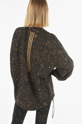 HYKE Crew Neck Technical Fabric Sweatshirt with Side Zips