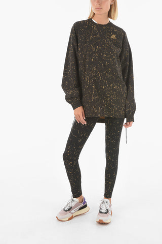 HYKE Crew Neck Technical Fabric Sweatshirt with Side Zips