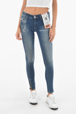 Low Waist SLANDY-LOW-ZIP Super Skinny Fit Jeans with Ankle Zip