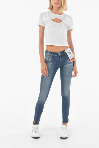 Low Waist SLANDY-LOW-ZIP Super Skinny Fit Jeans with Ankle Zip