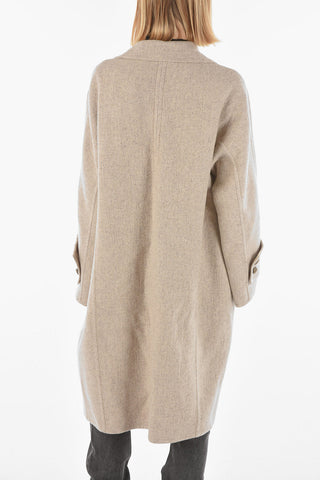 Cashmere and Silk Maxi Coat with Braided Buttons
