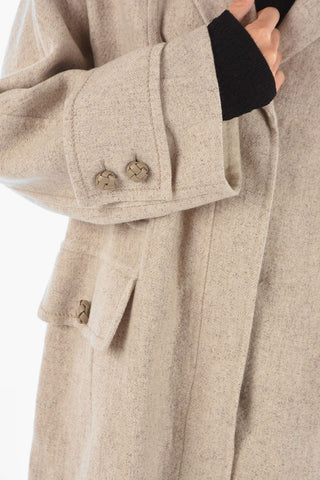 Cashmere and Silk Maxi Coat with Braided Buttons