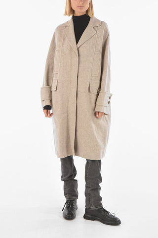 Cashmere and Silk Maxi Coat with Braided Buttons