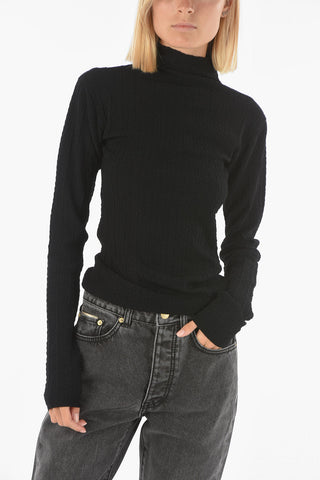 Turtleneck Jacquard Fabric Top