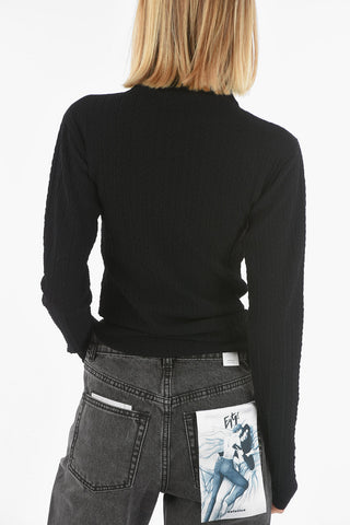 Turtleneck Jacquard Fabric Top
