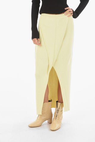 Knitted ECOLE Maxi Wrap Skirt with Split-Front Hem
