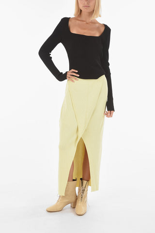 Knitted ECOLE Maxi Wrap Skirt with Split-Front Hem