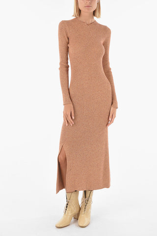 Knitted Ribbed SEGOVIA Maxi Dress with Side Split Hem