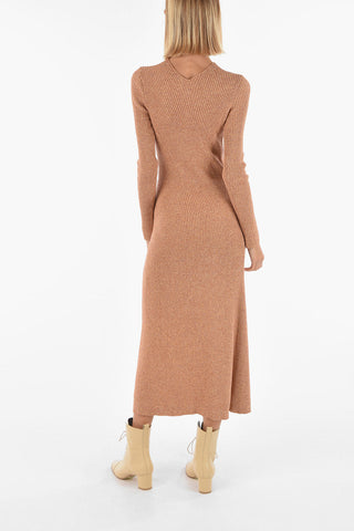 Knitted Ribbed SEGOVIA Maxi Dress with Side Split Hem