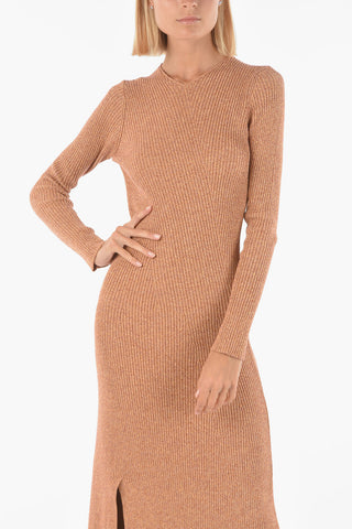 Knitted Ribbed SEGOVIA Maxi Dress with Side Split Hem