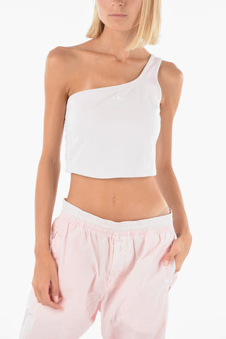 Logo Embroidered 1-Shoulder Crop Top
