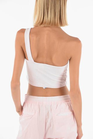 Logo Embroidered 1-Shoulder Crop Top