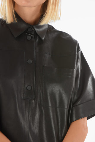 Snap Buttons Leather Oversized Fit ANOK Mini Shirtdress