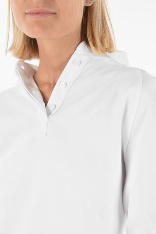 Cotton 4 Buttons Asymmetrical Polo Shirt