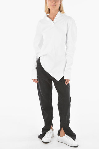 Cotton 4 Buttons Asymmetrical Polo Shirt