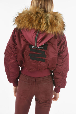 Snap Buttons W-SAMOEI Cropped Jacket with Faux Fur